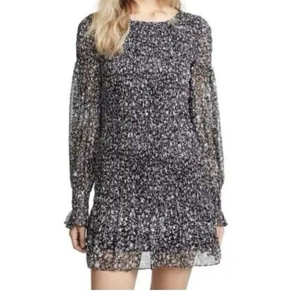 LoveShackFancy Scarlett Evening Sky Star Print Chiffon Ruched Mini Dress Size M